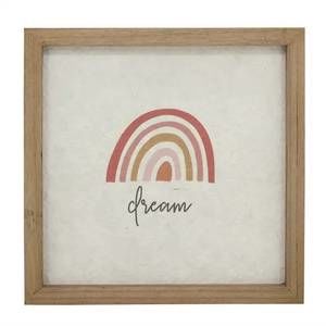 NEW PARIS LOFT dream rainbow decorative wood framed wall art plaque in multi